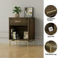 thumbnail image 6 of 26"H Rectangular Nightstand with Drawer, Farmhouse Bedside Table, Walnut Wood End Table with Open Shelf for Bedroom, Living Room, H0070, 6 of 7