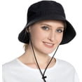 thumbnail image 7 of Muryobao Women Ponytail Sun Hat Wide Brim Summer Shade Hats Outdoor UV Protection Packable Mesh Bucket Cap for Safari Beach Travel Fishing Gardening Hiking Black, 7 of 7