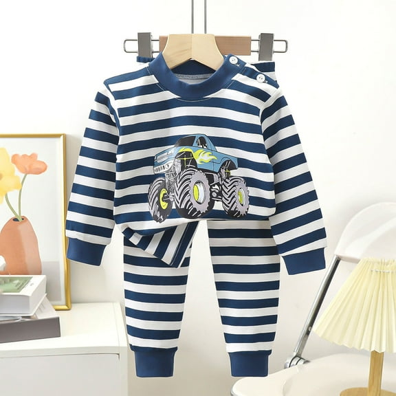 fnnxnal Kids Boys 100% Cotton Outfit Set, Multicolor Bear Print 2-Piece, High-Neck Easy Dress, Spring Autumn Daily Wear, Sizes 73-130 (0-6Y),Size 0-6 Months