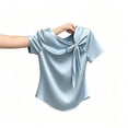 thumbnail image 6 of Jerdar Satin Blouses for Women Dressy Casual Trendy Business Work Silk Tops Outfits Cowl Neck Bow Tie Pleated Summer Shirts L, 6 of 6