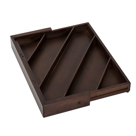 Honey-Can-Do - Expandable Diagonal Bamboo Drawer Organizer with Adjustable Dividers - Walnut