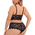 thumbnail image 4 of Gibobby Lencería sexy Conjunto de lencería de 2 piezas de talla grande para mujer con sujetador de tiras y bragas(Negro, M), 4 of 5