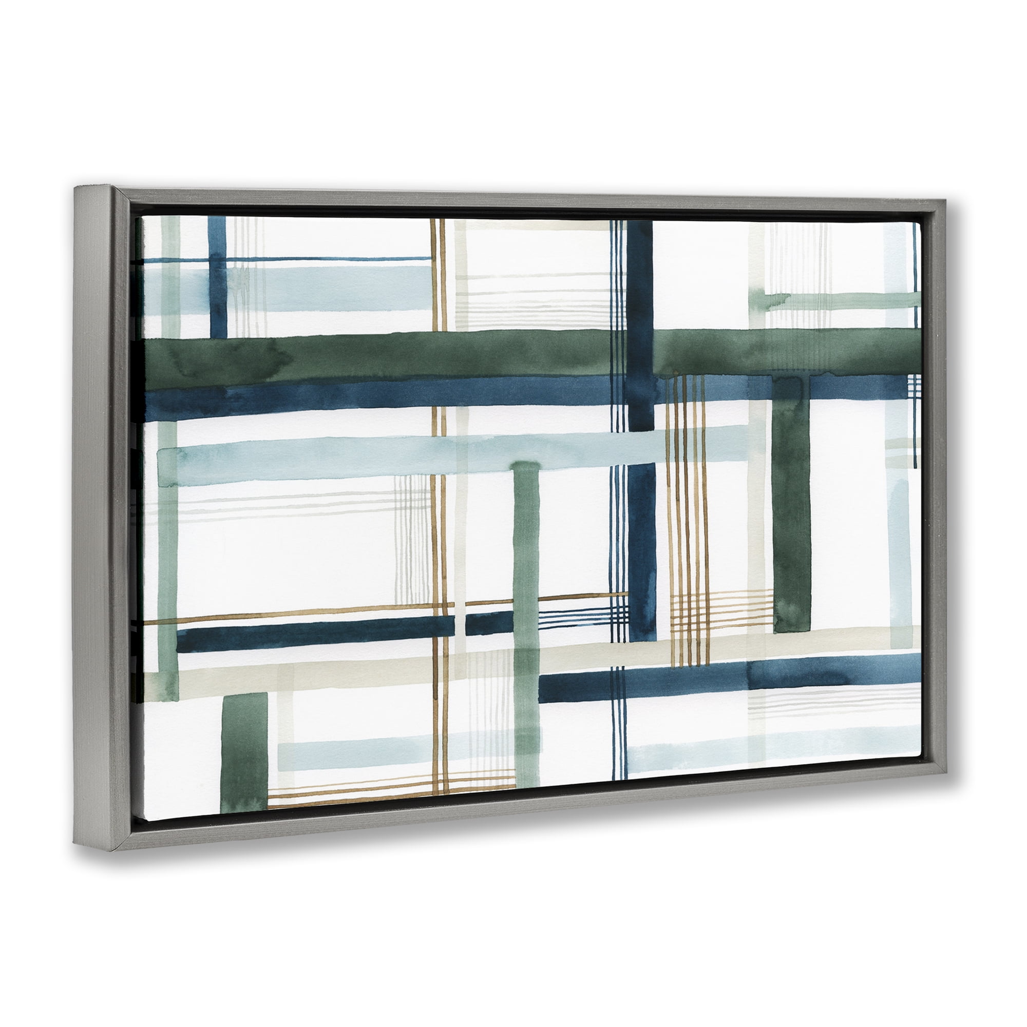Stupell Industries Layered Woven Pattern Abstract Painting Gray Floater Framed Canvas Art Print Wall Art, 25 x 17