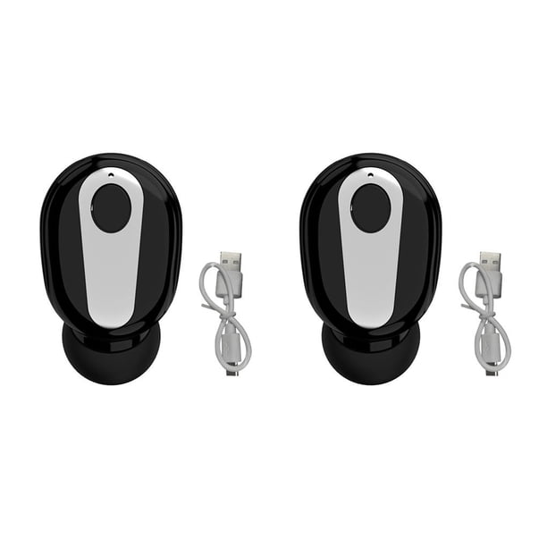 Injueey 5.0 Auricular In-ear Auricular Inalámbrico Manos libres Auricular de un solo oído con micrófono para Negro 2Conjunto