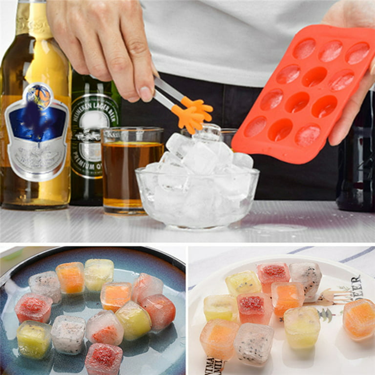 Ice Cube Trays Silicone Ice Trays for freezer for Iced Coffee Beverages Red  Heart-shaped