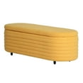 thumbnail image 2 of Costaelm Celine 54" Wide Mid-Century Modern Upholstered Sherpa Oval Storage Ottoman Bench, Sunset Gold, 2 of 4