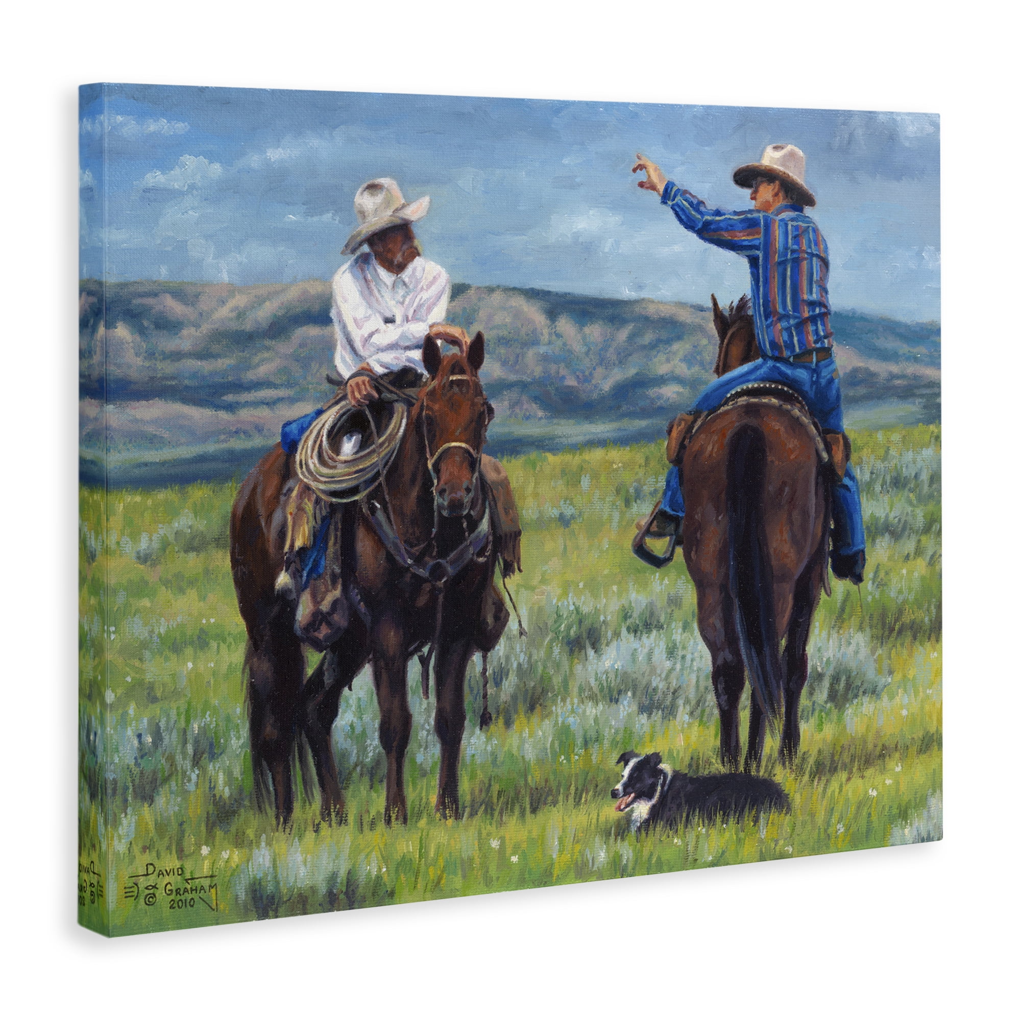 Stupell Industries Cowboy Logic Scene Animals & Insects Painting Gallery Wrapped Canvas Art Print Wall Art, 20 x 16