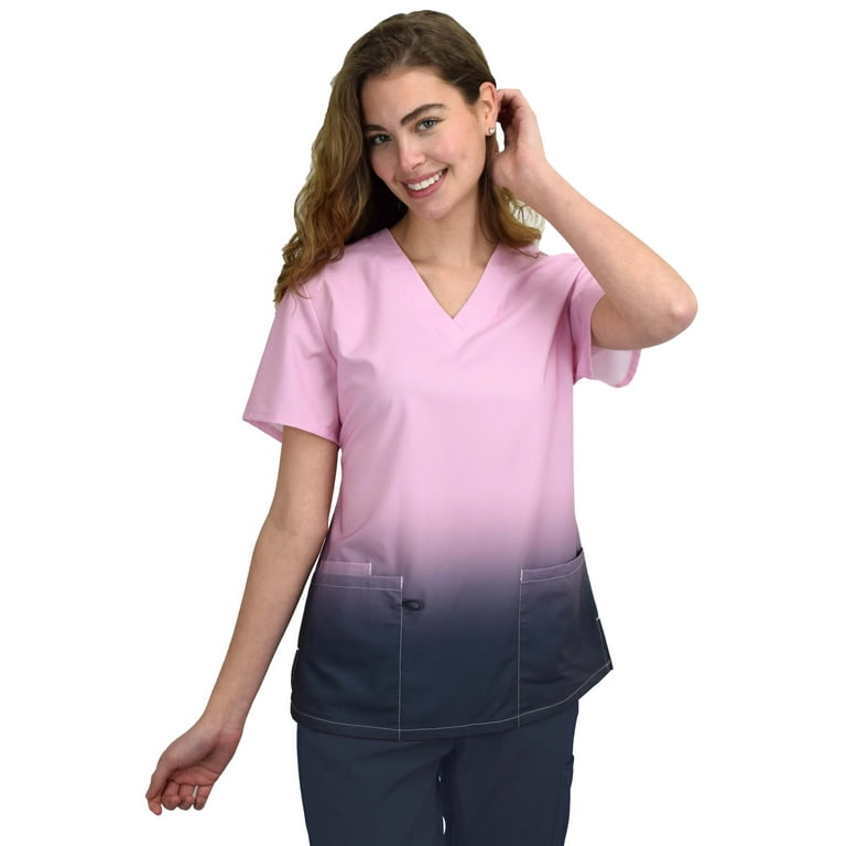 Ikke vigtigt Oberst eksekverbar Women's Medical Nursing Ombre Scrub Uniform Print Top GT Performance-Light  Pink/Gray-X-Small - Walmart.com