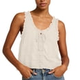 thumbnail image 2 of Qulqfy Tank Tops for Women Cotton Lace Sleeveless White Scoop Neck Casual Button Down Tunic Flowy Summer Tops M, 2 of 6