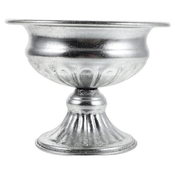 GETAJGHSD Rustic Plated Silver Metal Flower Vase Decorative Pedestal Planter for Wedding Party Table Centerpiece