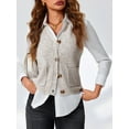 thumbnail image 4 of Women's V Neck Button Up Sleeveless Vest Sweater Knitted Casual Cardigan with Pockets, 4 of 6