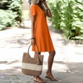 thumbnail image 5 of Horkkom A Line Dresses for Women V Neck Short Sleeve Zipper Mini Dresses Casual Beach Vacation Sundresses S, 5 of 9