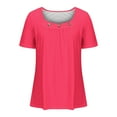 thumbnail image 4 of AherBiu Plus Size Tops for Women Short Sleeve Square Neck Ruched Summer Casual Loose Shirts Blouse, 4 of 5