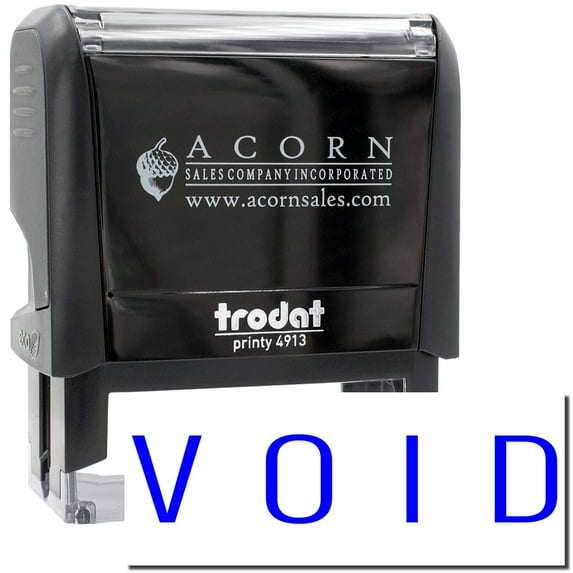 Large Self-Inking Narrow Void Stamp, Trodat Printy 4913, Press and Print Stamping, Impression Size 7/8" x 2-1/4", Up to 10,000 Impressions - Blue Ink