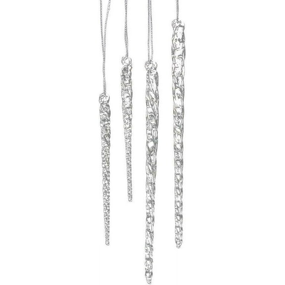 Kurt Adler 3-1/2-Inch-5-1/2-Inch Clear Glass Icicle Ornament Set of 24 Pieces (1)