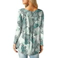 thumbnail image 3 of Fancyglim Women Plus Long Sleeve Tunic Tops Floral Blouses Henley T Shirts White 3XL, 3 of 7