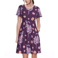 thumbnail image 1 of Easygdp Snake And Flower para Vestido Transpirable de Mujer, Vestido Suelto de Manga Corta con Pliegues y Bolsillos para el Verano, 1 of 6