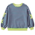 thumbnail image 3 of Tfken Child Girls Tee Long Sleeve Striped Print Cozy Tops Cushy Crew Neck Blue T-Shirts Size 3-4 Years, 3 of 3