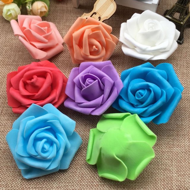 Yesbay 50 rosas artificiales de espuma de PE para decoración de bodas, hogar y habitaciones, color blanco