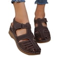 thumbnail image 4 of CQONEPT Women's Wedge Sandals Summer: Closed Toe Sandals for Women Platform Dressy Wedge Size 8.5 Coffee, 4 of 8