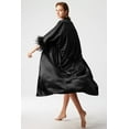 thumbnail image 3 of PRODESIGN Satin Kimono Robe Long Silky Bathrobe with Ostrich Feather Trim Sleepwear Wedding Bridesmaid Dressing Gown, 3 of 7