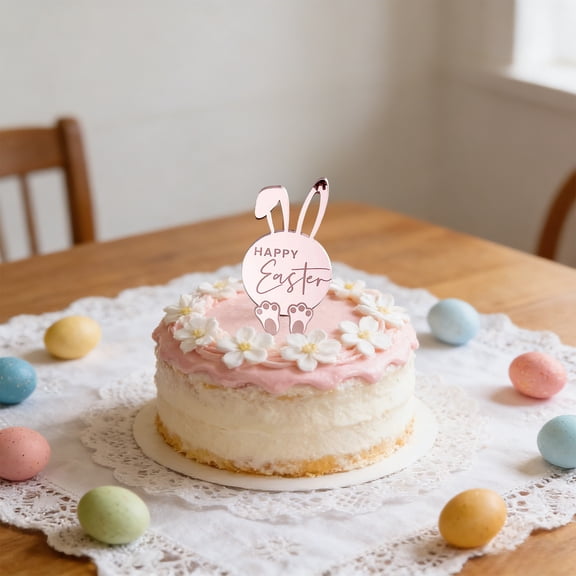 Easter Cake Topper,Egg Cake Decorations,Rabbit Carrot Figurine,Bunny Ears Cake Topper for Easter Festival Birthday Fairy Garden Themed Birthday