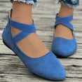 thumbnail image 7 of Miluxas Women's Flats Comfortable Fashion Shoes for Women with Ankle Straps Dressy Ballerina Style Closed Toe for Women Casual Flat Blue 7(39), 7 of 7
