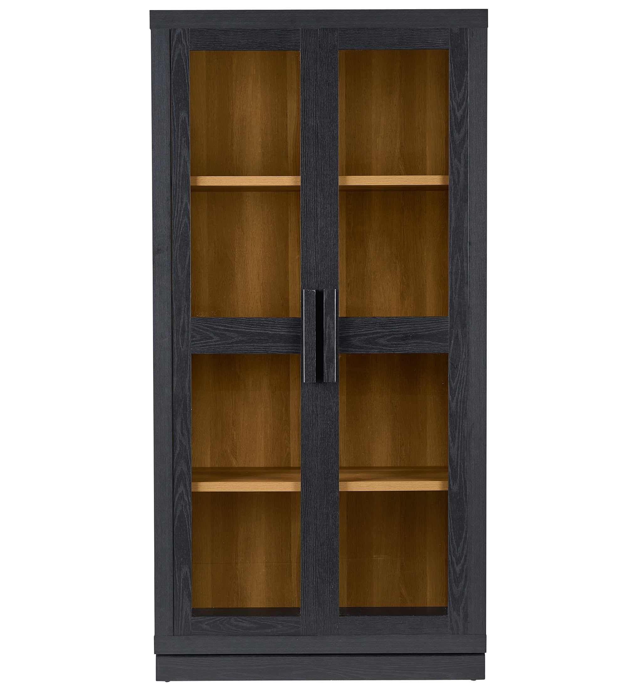Better Homes & Gardens Ezra Glass Door Storage Accent Cabinet, Rich Black finish