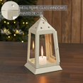 thumbnail image 3 of Metal Lantern Antique White Tealight Holder 9x5x5, 3 of 6