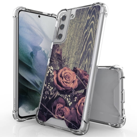 ANJ  Hybrid Slim Hard Back Cover Case Flexible Bumper for Samsung Galaxy S21 - Vintage Roses