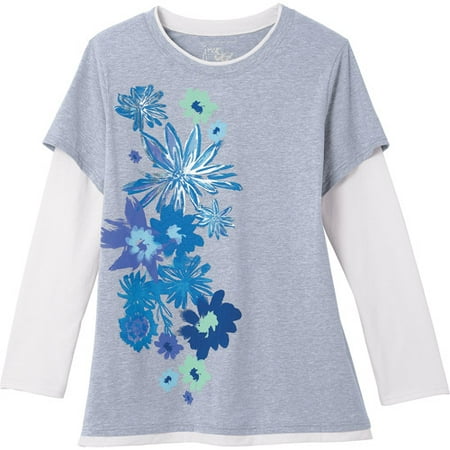 Just My Size Women's Plus-Size Graphic 2fer Layered Tee