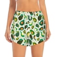 thumbnail image 3 of Uemuo Green Avocado (2) Pattern Women's Athletic Shorts High Waisted Running Shorts with Liner Pockets Gym Elastic Workout Shorts-Medium, 3 of 9