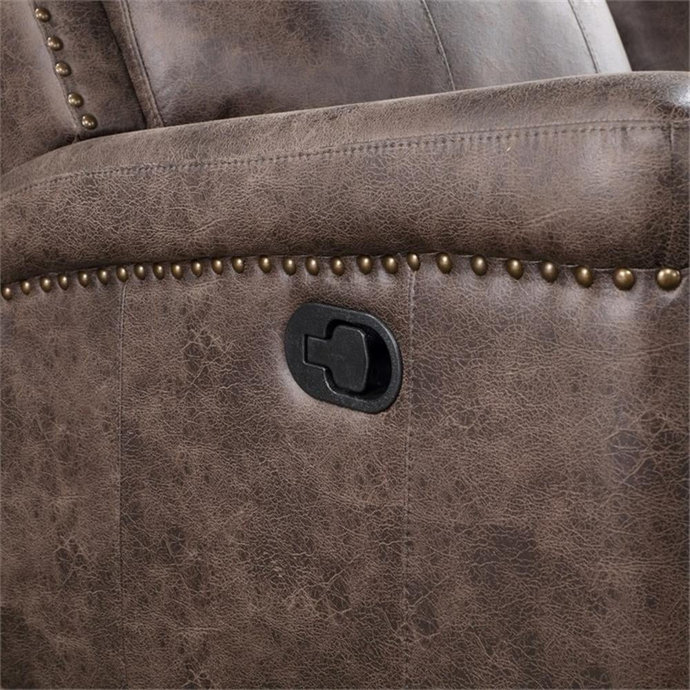 New Classic Furniture Quade Polyester Fabric Sofa with Dual Recliner in Mocha