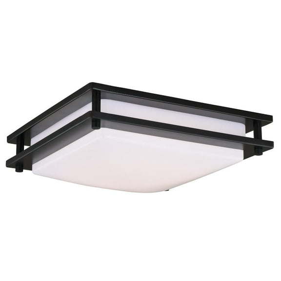 Bronze Flush Mount Ceiling Light - 12 Inch Medieval Style Fixture with White Shade