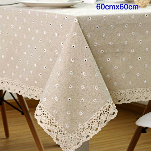PENGXIANG Nappe Motif Floral en Lin Coton avec Dentelle pour Table à Manger