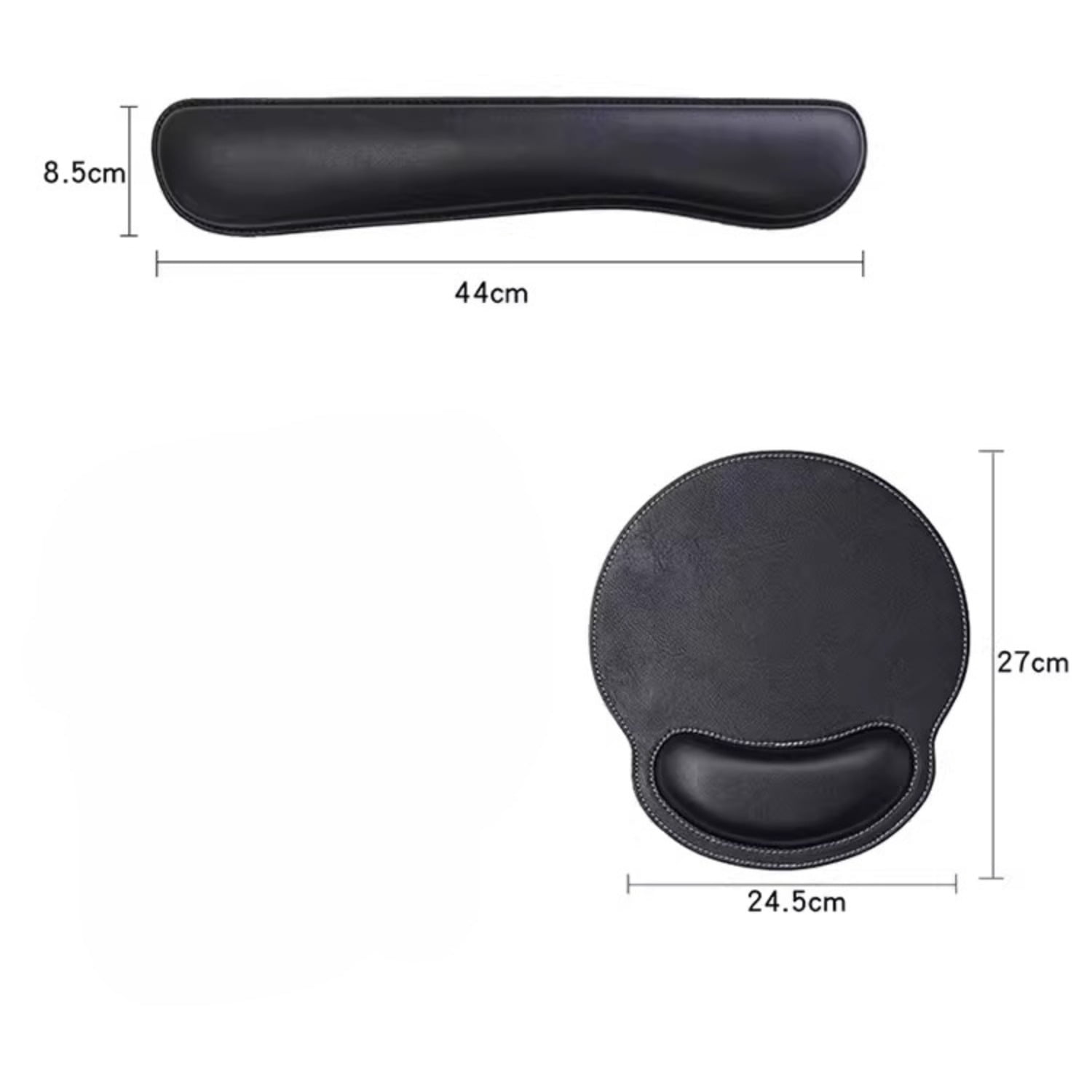 Stitched Leather Wrist Rest Set, Non-Slip Mouse Pad and Keyboard Wrist Support for Laptop and Office