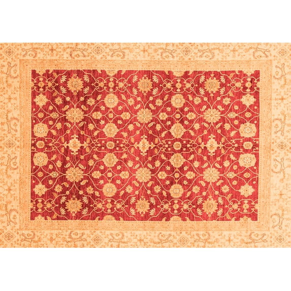 Ahgly Company Indoor Rectangle Oriental Orange Modern Area Rugs, 2' x 3'