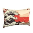 thumbnail image 4 of ZNDUO Rectangular Plush Cushion Cover, Vintage Sunset Waves Pattern Non-Pilling Hidden Zip Bedroom Sofa Pillowcases, 14"x20", 4 of 8