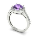 thumbnail image 2 of Halo Engagement Ring for Women - 1.86ct Simulated Alexandrite in 14K White Gold Promise Ring, 2 of 6
