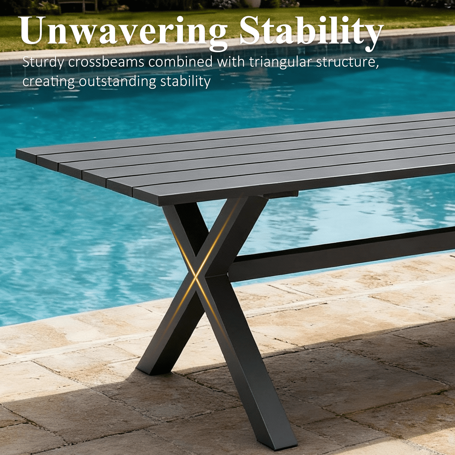 LayinSun 5 Pieces Outdoor Patio Dining Set, Aluminium Rectangular Dining Table and Wicker Rattan Chairs Set for Outside Backyard, Poolside