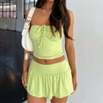 thumbnail image 5 of RMGVDSD Elegant Two Piece Set For Women Sleeveless Strapless Top With Pleated High Low Double Layer Skirt Outfit Women Beach 2 Piece Outfits, 5 of 9