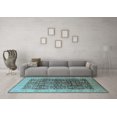 thumbnail image 3 of Ahgly Company Indoor Round Oriental Light Blue Traditional Area Rugs, 5' Round, 3 of 4