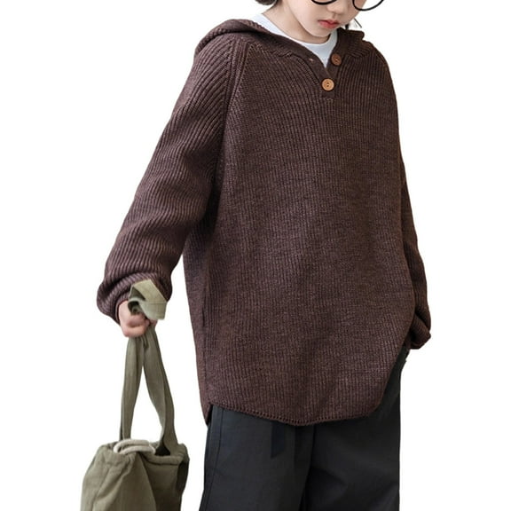 XAOFW Toddler Child Sweater Big Kids Boys Knitted Winter Warm Pullover Everyday Long Sleeve Hood Ribbed Comfortable Breathable Outdoor Activities Knitwear