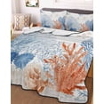 thumbnail image 3 of Quilts Twin Size Bedding Set, Orange Navy Blue Coral Lightweight Quilted Comforter, Summer Beach Coastal Ocean Soft Reversible Bedspread Coverlet with Pillow Covers for All Season, 68" x 86", 3 of 7