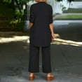 thumbnail image 4 of Huankd 3 Piece Outfits for Women Long Sleeve Cardigan Sleeveless Top Wide Leg Pants Sweatsuit Sets Wedding Guest Pant Suits Black 5XL, 4 of 4