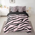 thumbnail image 2 of jejeloiu Chic Zebra Pattern 7-Piece Twin Bedding Sets,Geometric Striped Lines Bedding Comforter Set,Pink Black Sheet Sets For Kids,Breathable Home Decor Reversible, 2 of 8
