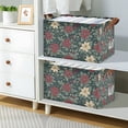 thumbnail image 2 of Yayeee Foldable Storage Basket for Shelves with Handles Waterproof Cloth Bins, Christmas Holly Leaves, 2 of 7