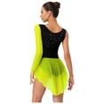thumbnail image 5 of iiniim Women Gradient Color Lyrical Dance Figure Skating Dress Single Sleeve Irregular Skirt Leotard Yellow S, 5 of 7