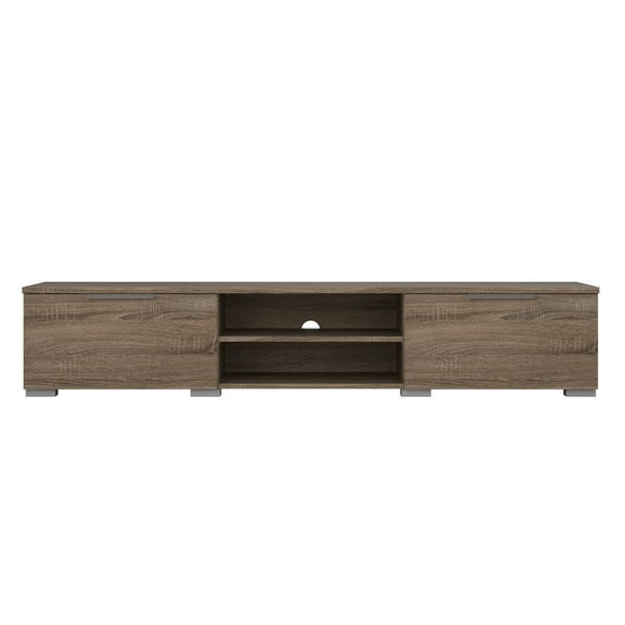 FurniFact Brown TV Stand with 2 Drawers and Shelf, Low-Profile Entertainment Center