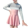 thumbnail image 4 of Fesfesfes Girls' Solid Color Long Sleeved Half Zipper Skirt Swimsuit Children's Sun Protection Swimsuit 1 Piece Swimsuit for Kids 2-12 Years(Pink,2 Years), 4 of 5